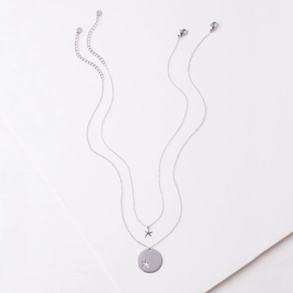 Silver Starfish Pendant Set