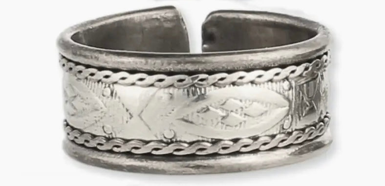 Antiqued Silver Adjustable Men's Ring