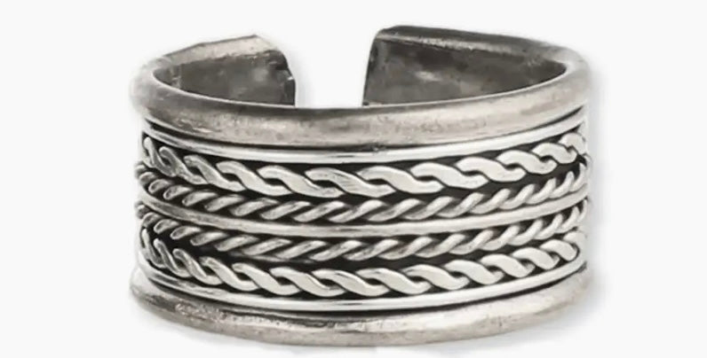 Antiqued Silver Adjustable Men's Ring