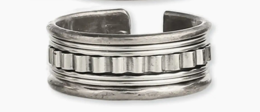 Antiqued Silver Adjustable Men's Ring