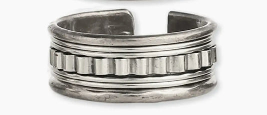 Antiqued Silver Adjustable Men's Ring