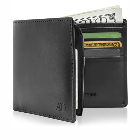 Vegan Black Leather Bifold Wallet